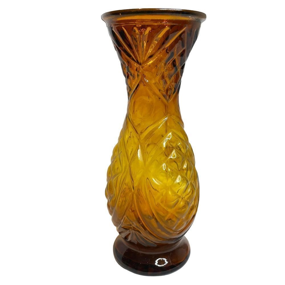 Vintage MCM Italian Rossini Empoli Amber glass vase - Picture 4 of 7